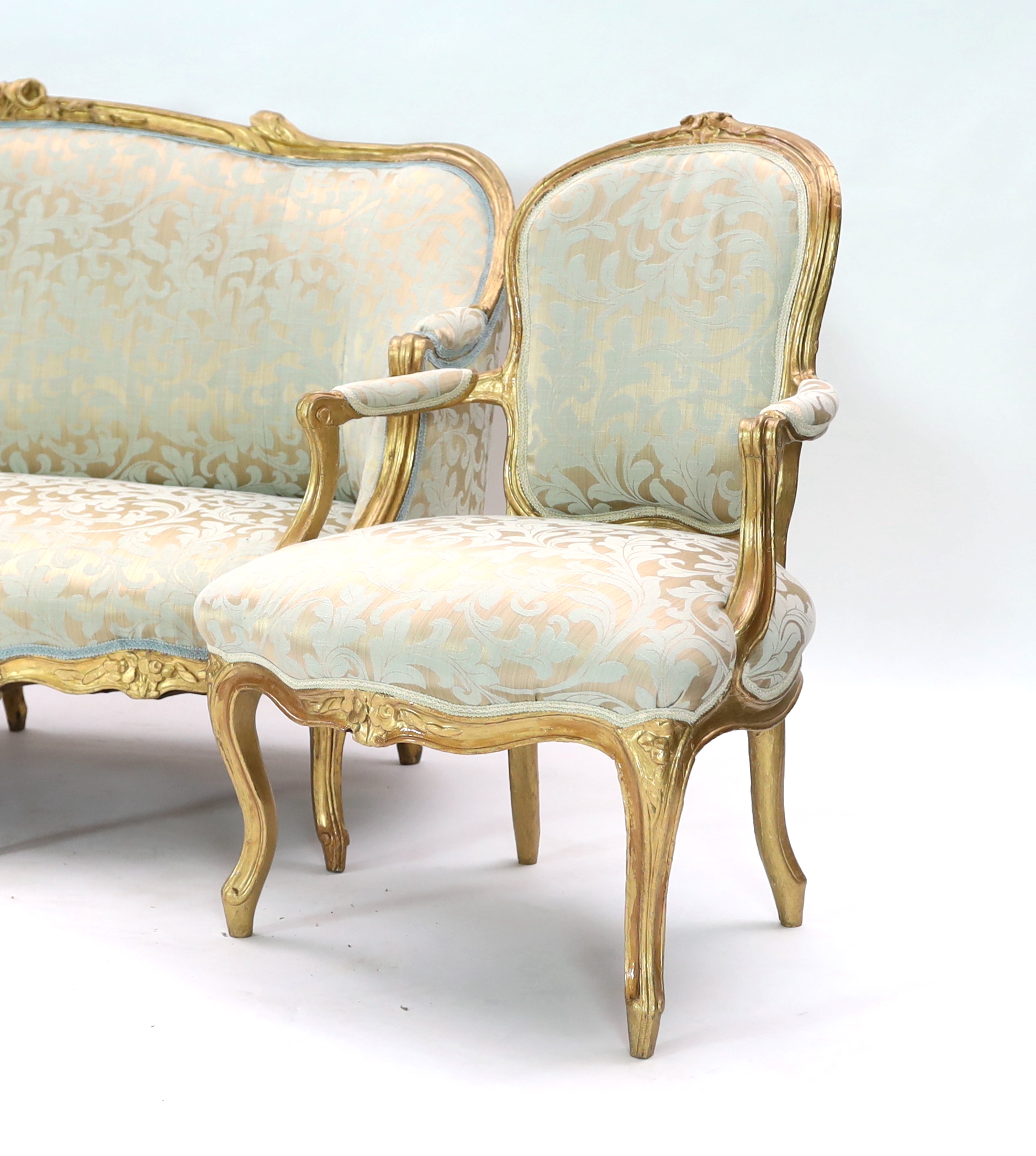 George Jacob (circa 1770-1775). A Louis XVI carved giltwood canapé, Please note this lot attracts an additional import tax of 5% on the hammer price